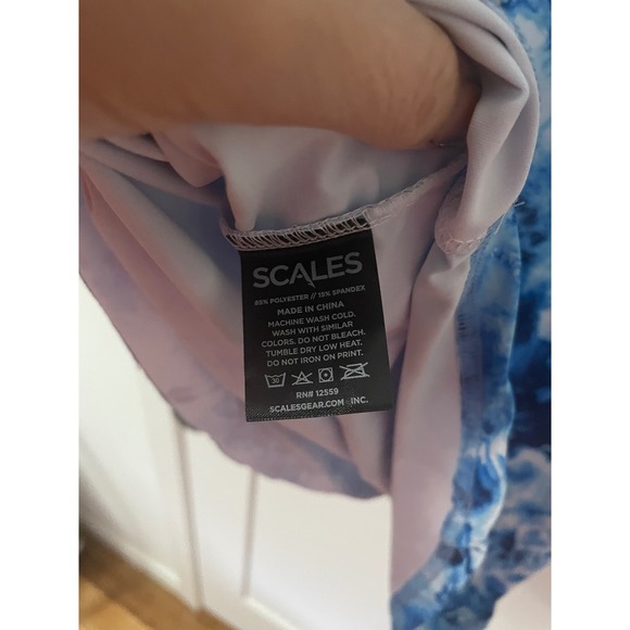 Scales Sleeveless Golf Polo Shirt XSMALL‎ Blue White Athletic Activewear - Picture 5 of 5